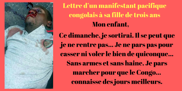 Lettre d’un manifestant pacifique congolais à sa fille de trois ans